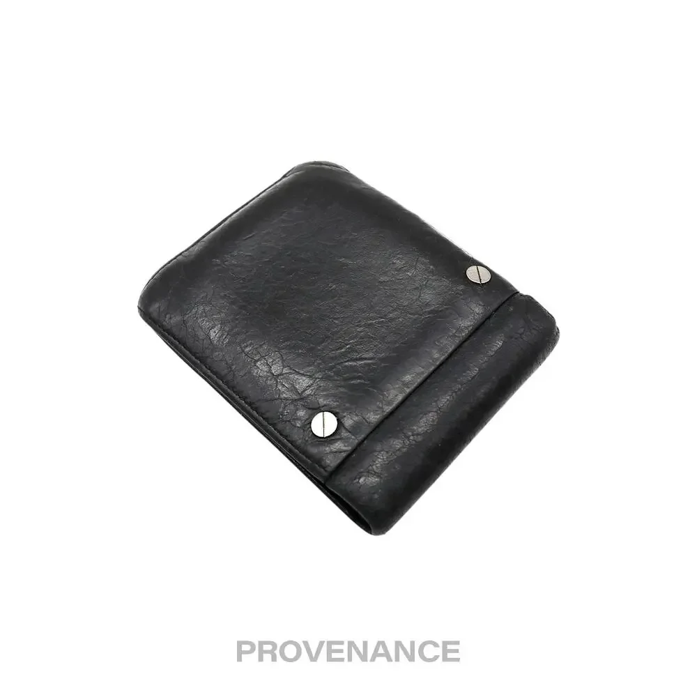 🔴 Balenciaga Screw Stud Bifold Wallet - Black Lambskin